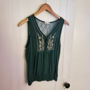 Green Embroidered Blouse